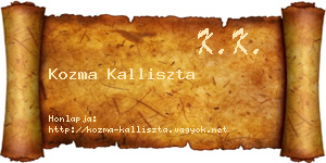Kozma Kalliszta névjegykártya